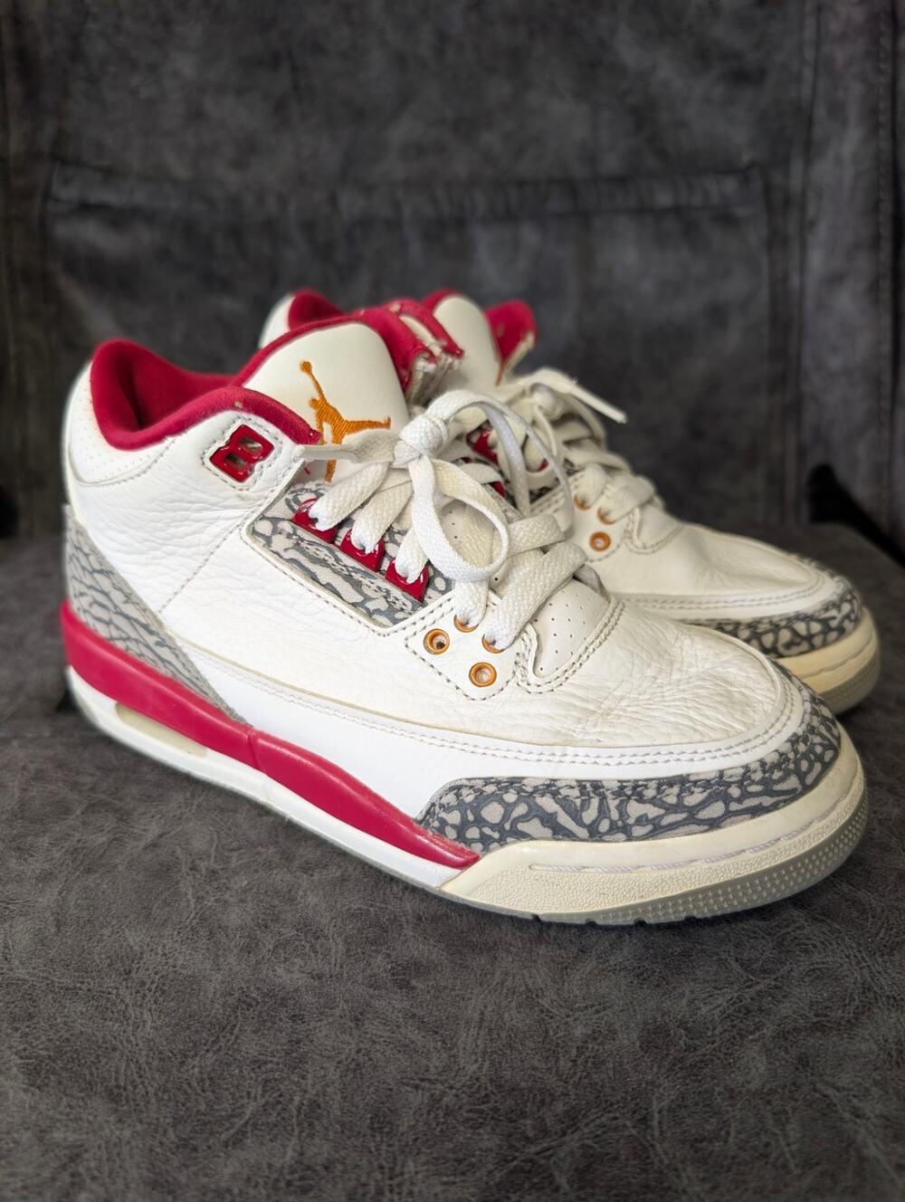 Air Jordan Unisex Kids Shoes, Air Jordan 3 Retro Cardinal Red Sneakers, Sz 5Y
